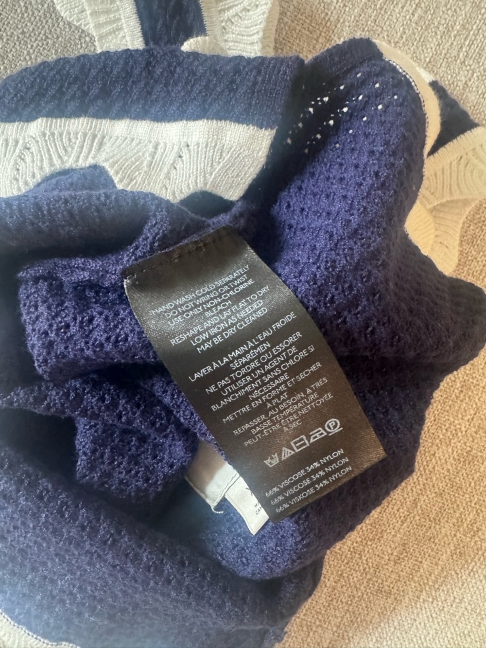 Anthropologie Maeve navy white cropped scallop sweater tank xs - Picture 6 of 6